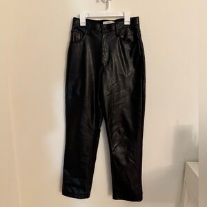 Abercrombie & Fitch Black Straight Faux Leather Pants in Size 27/4